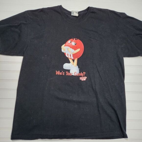 M‎ & M's | Vintage Unisex Black Who's Your Candy Red M&M's Tee | XX-Large - Picture 1 of 6